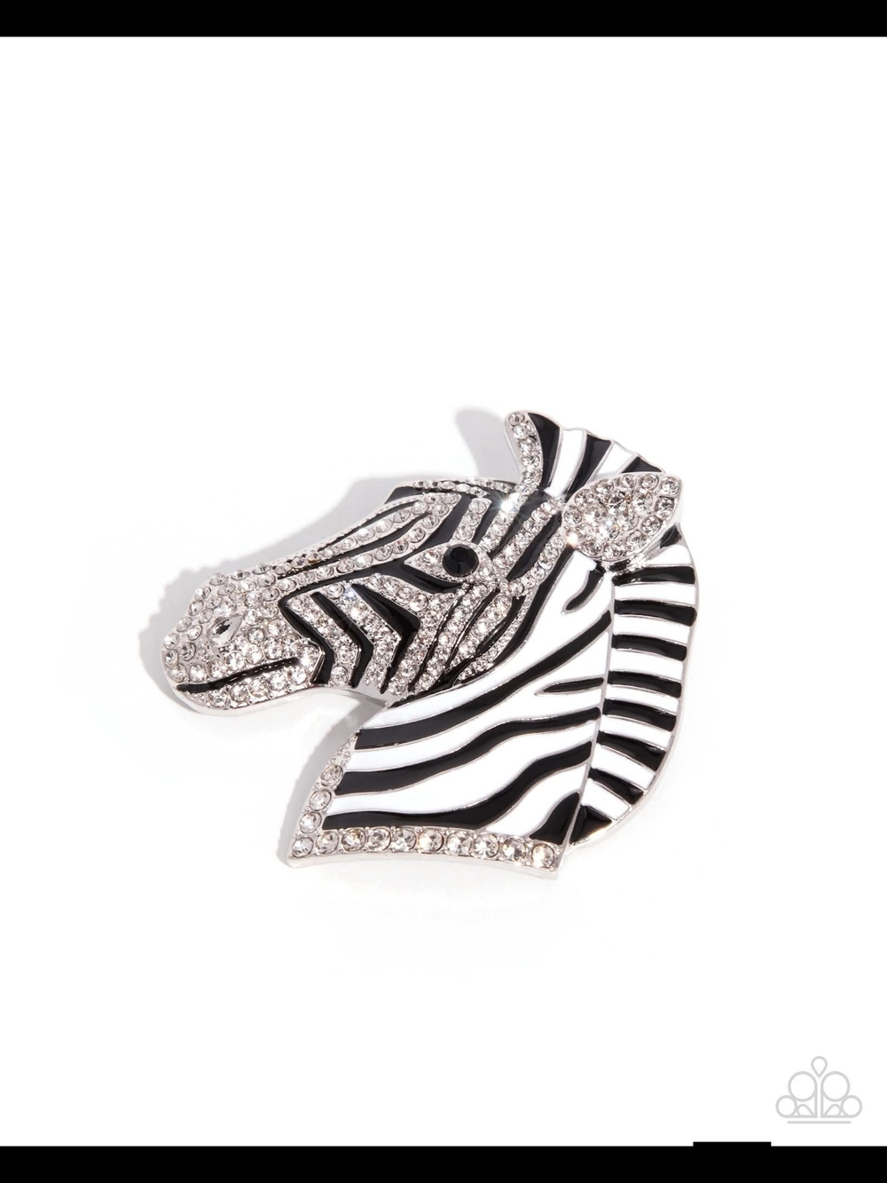 paparazzi Black and White Zebra Rhinestone Brooch